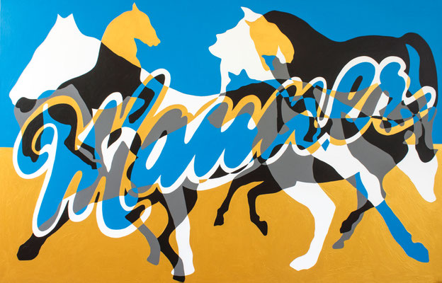 CACAO ROCKS=YASSONAS MEGOULAS, Lippizan, 200x1255cm, Acryl auf Leinwand, 2019