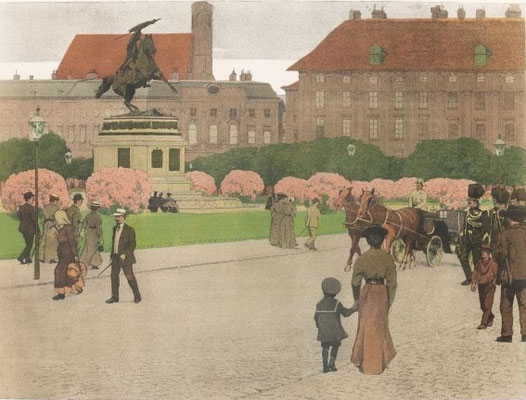 Karl Moll, Heldenplatz, Farblithographie, mit 5 Platten, H 75 cm, B 94 cm Bildausschnitt: H 66 cm, B 88 cm