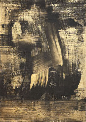 Saar, Ohne Titel, 2024, Acryl (Bronze) auf Leinen, 100 x 70 cm