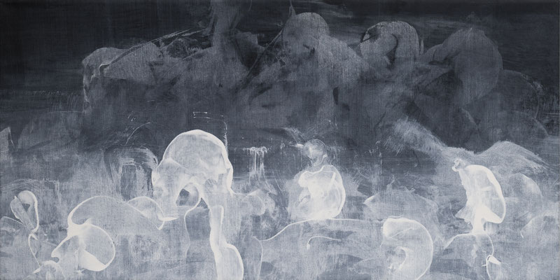 Moonlight 03, 2024, Acryltinte auf Canvas, 40 x 80 cm