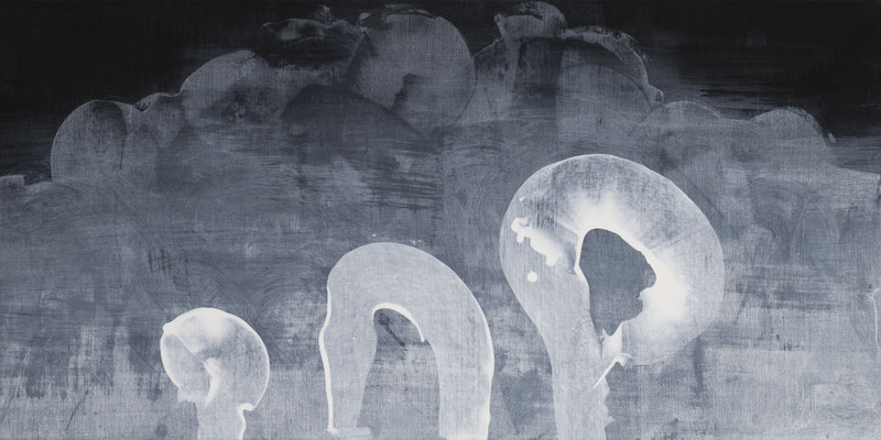 Moonlight 01, 2024, Acryltinte auf Canvas, 40 x 80 cm
