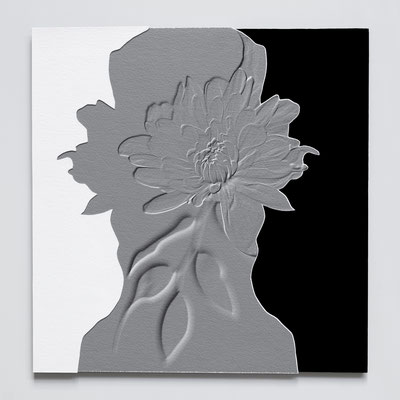 Cut flowers 05, 2022, Fotocollage, pigmentierte Tinte auf Fine Art Papier, Unikat, 30x30 cm