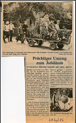 Zeitungsbericht Erntefest