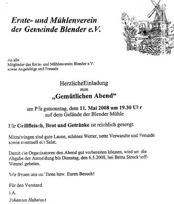 Einladungsschreiben "Gemütlicher Abend"