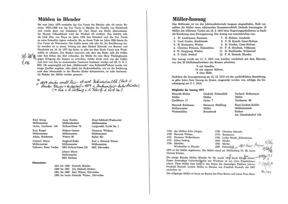 Auszug Heimatkalender 1972 "Mühlen in Blender und Müller-Innung"