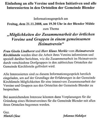 Informationsabend gemeinsamer Heimatverein