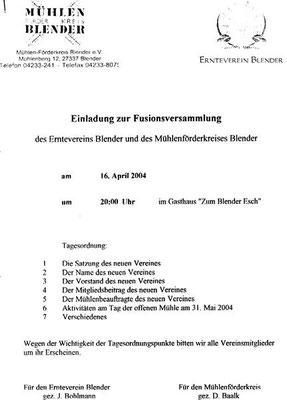 Fusionsversammlung beider Vereine