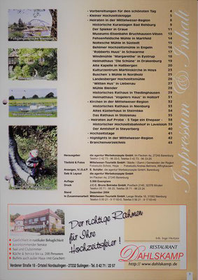 Broschüre "Traumhochzeiten in der Mittelweser-Region"