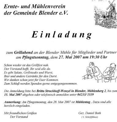 Einladung zum Grillabend