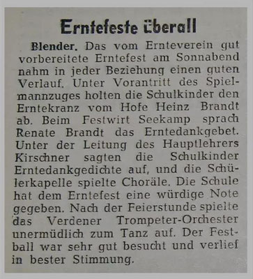 Zeitungsbericht Erntefest