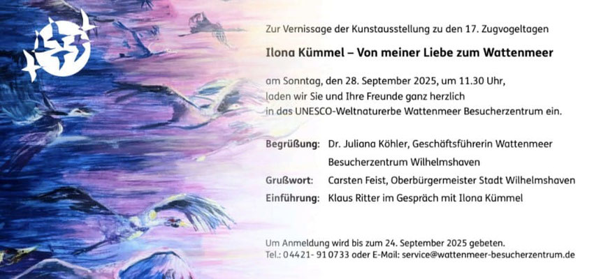 Kunstausstellung Ilona Kümmel-Holtrup, Von meiner Liebe zum Wattenmeer, UNESCO-Weltnaturerbe Wattenmeer Besucherzentrum, 2025