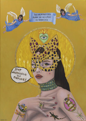 „Naturaleza viva (Lebendige Natur)“. Acryl, Öl und echtes Blattgold 24 K, 50 x 70 cm. Jahr 2022. VERKAUFT