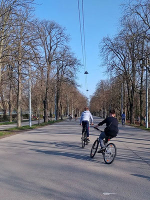 Radler auf der Prater Hauptallee