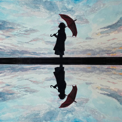 2020年12月作成　「Unbrella」水彩