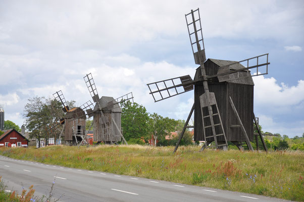 Schweden, Öland, Windmühlen bei Lerkaka