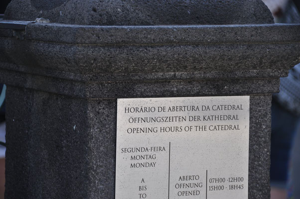 Madeira, Funchal, Kathedrale, Horario de Abertura da Catedral