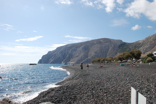 Griechenland: Insel Santorin, Kamari, Conny am Strand