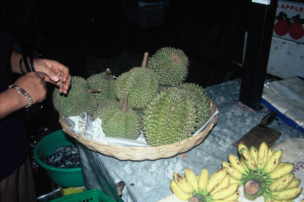 Kambodscha,  Siem Reap, Wochenmarkt, Durian Früchte