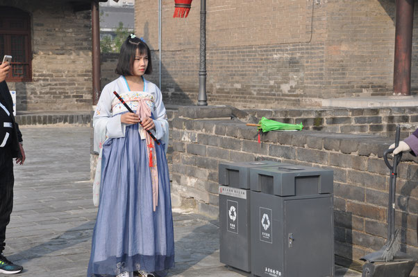 China, Xi'an, Stadtmauer, Tracht einer chinesischen Prinzessin der Han Dynastie 