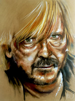 "Renaud" - Pastels secs et acryliques sur panneau mdf 60 x 80 cm - Août 2017