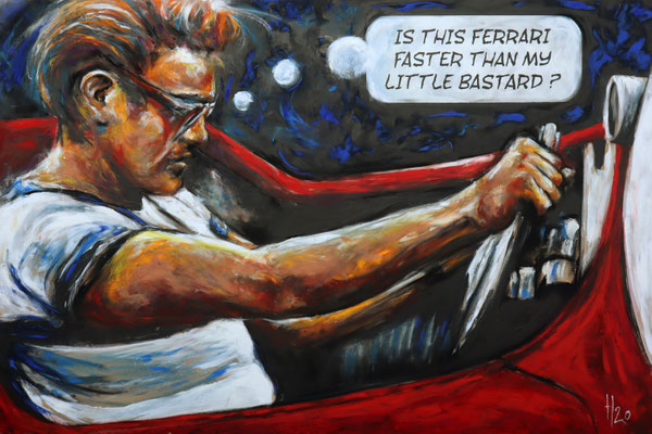 "Jimmy's trying an Italian" - Pastels secs et acryliques sur panneau mdf 120 x 80 cm - Novembre 2021