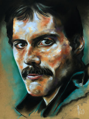 "Freddie" - Pastels secs et acryliques sur panneau mdf 80 x 60 cm - Septembre 2017