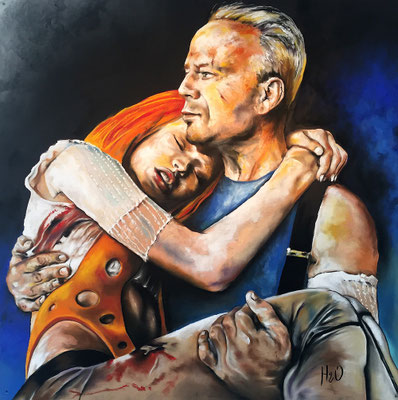 "Le cinquième élément" - Pastels secs et acryliques sur panneau mdf 100 x 100 cm - Février 2018