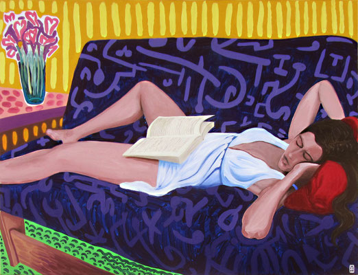 FEMME ENDORMIE - Acrylic and oil pastel on canvas - 47.5x35.5inch- 2012