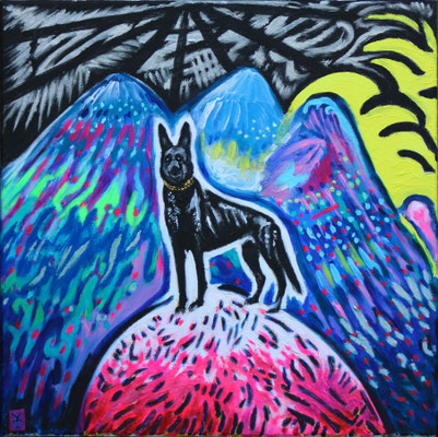 Le chien errant-23,5x23,5inch - Acrylic on canvas/ 2018