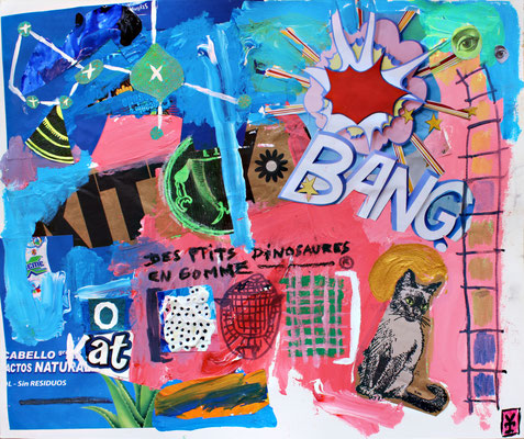Des ptis dinosaures en gomme / Acrylic and collage on paper -17x14inch -2015