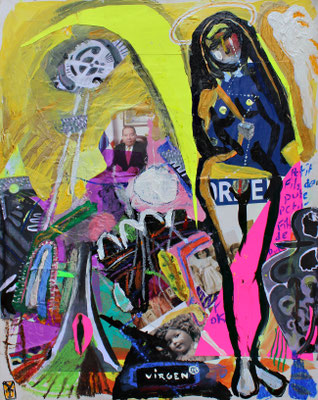 La Virgen / acrylic oil pastel and collage on paper- 16x20inch- 2015 