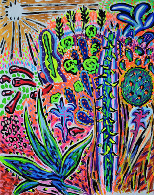 ACID LANDSCAPE-31,5x39,7inch - Acrylic on wood / 2018