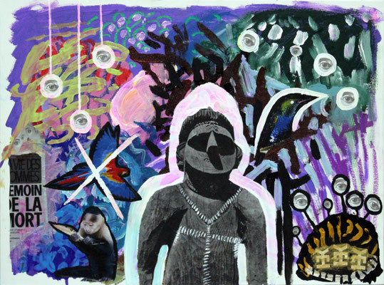 Témoin de la mort - Acrylic and collage on canvas - 24x18 inch/ 2015