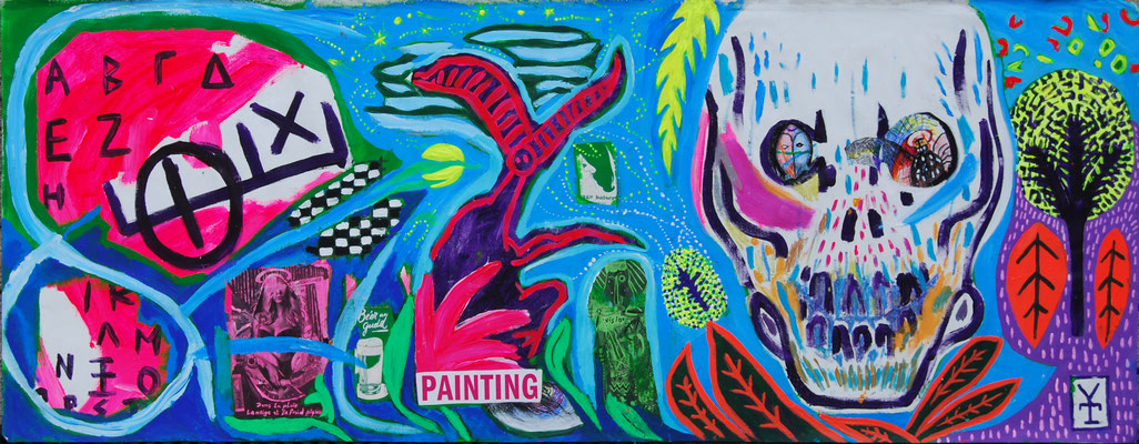 PAINTING- Acrylic and collage on canvas - 47x71 inch - 2017 