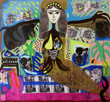 SIRENA / Acrylic and collage on wood -65x56inch/ 2015 