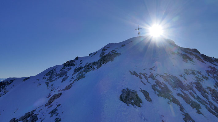 Ausstieg, viel ungebundener Schnee