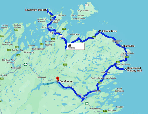Tagestour: Crow Head -> Motel Comfort Inn Gander