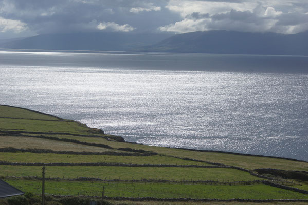 Blick von den Irish famine cottages