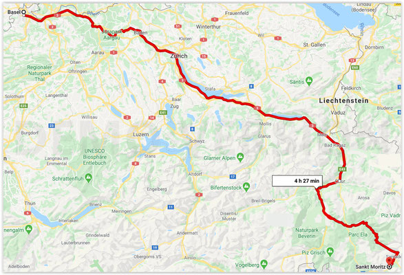 Zugfahrt Basel --> St.Moritz