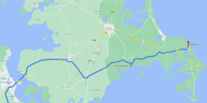 Detail Route Stralsund --> Sellin