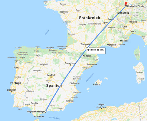 Rückflug: Flughafen Malaga --> Flughafen Zürich