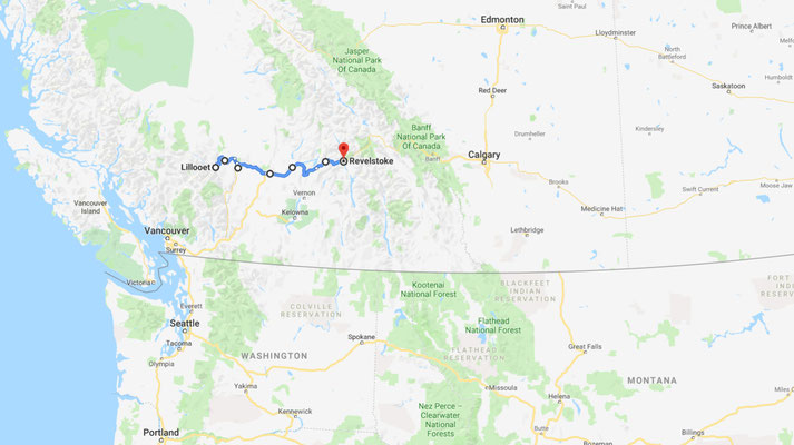 Lillooet -> Revelstoke (Übersicht)