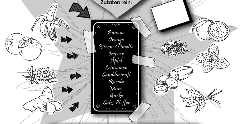 Rezept - Vektorgrafik - Illustrationen Doris Maria Weigl / Menü
