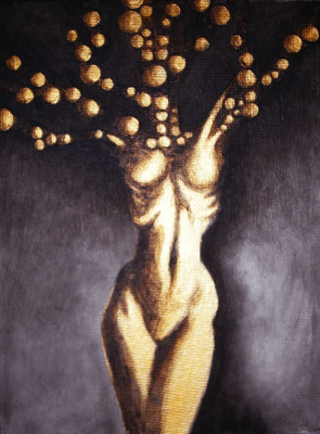 *Element 13* - Acryl und Gold auf Leinen, 18 x 24 cm - Illustratorin Doris Maria Weigl - DMW