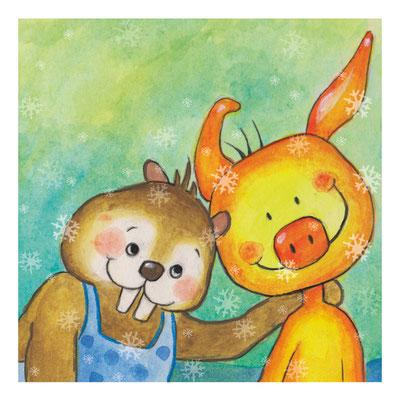 Schweinchen Rosa und Bernhard - Aquarell - Illustrationen Doris Maria Weigl / Kinderbuch