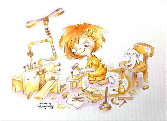 Lina werkt - Aquarell - Illustrationen Doris Maria Weigl / Kinderbuch