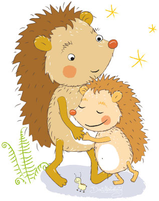 Igel und Junges - Vektorgrafik - Illustrationen Doris Maria Weigl / Kinderbuch