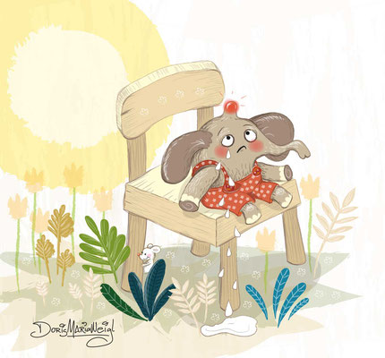 Elefant mit Beule - Vektorgrafik - Illustrationen Doris Maria Weigl / Kinderbuch