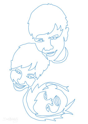 Line Art *Michael+Daniel*Lisa* - Vektorgrafik - Illustrationen Doris Maria Weigl / Portrait - (mit nur einer Linie gezeichnet)