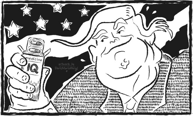 Trump IQ - Vektorgrafik- Illustrationen Doris Maria Weigl / Comic